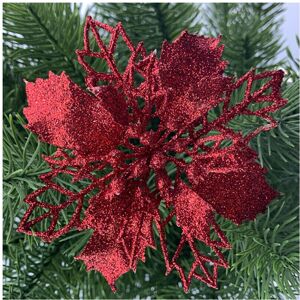 Unbranded (Red, 10Pcs) 10X Large Poinsettia Decor Glitter Flower Hanging Tree Home Party Unbranded (Red, 10Pcs) 10X Large Poinsettia Decor Glitter Flower Hanging Tree Home Party