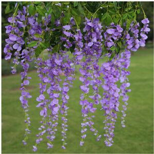 Living And Home (Purple) 12Pcs Artificial Silk Wisteria Fake Flower Vine Garland Wedding Hanging Living And Home (Purple) 12Pcs Artificial Silk Wisteria Fake Flower Vine Garland Wedding Hanging