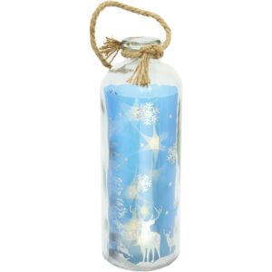 Carousel Home Light Up LED Blue Silver Reindeer Bottle Glass Jar Christmas Lantern Decoration Carousel Home Light Up LED Blue Silver Reindeer Bottle Glass Jar Christmas Lantern Decoration