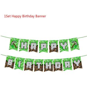 Unbranded (1Set- Happy Birthday Banner) Minecraft Party Supplies Decor Disposable Tablewar Unbranded (1Set- Happy Birthday Banner) Minecraft Party Supplies Decor Disposable Tablewar