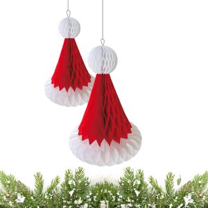 URBN Living (Santa Hat) 2x Decorative Christmas Honeycomb Christmas Tree Tissue Hanging Sant URBN Living (Santa Hat) 2x Decorative Christmas Honeycomb Christmas Tree Tissue Hanging Sant
