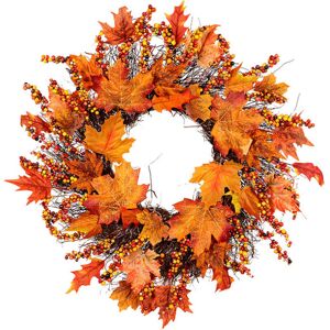 Living And Home 45CM Christmas Halloween Garland Autumn Leaf Artificial Maple Fruit Bunch Wreath Living And Home 45CM Christmas Halloween Garland Autumn Leaf Artificial Maple Fruit Bunch Wreath