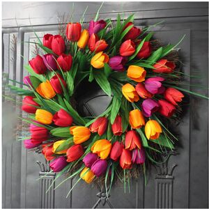 Unbranded Spring Tulip Wreath - Artificial Silk Flowers, Multicolored, 38-40cm, Indoor/Out Unbranded Spring Tulip Wreath - Artificial Silk Flowers, Multicolored, 38-40cm, Indoor/Out