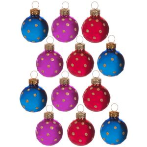 Sass & Belle 12 Mini Glass Polka Dot Christmas Tree Decoration Baubles Sass & Belle 12 Mini Glass Polka Dot Christmas Tree Decoration Baubles