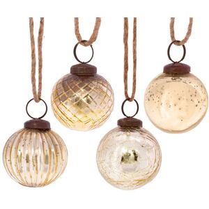 Sass & Belle 4 Gold Crackle Rustic Round Christmas Tree Decoration Bauble Sass & Belle 4 Gold Crackle Rustic Round Christmas Tree Decoration Bauble