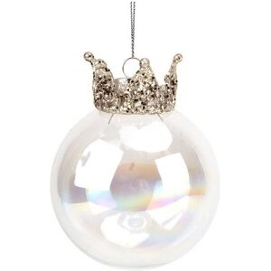 WIDDOP and Co. Widdop Irridensent Glass Bauble Glitter Crown Christmas Tree Decoration WIDDOP and Co. Widdop Irridensent Glass Bauble Glitter Crown Christmas Tree Decoration