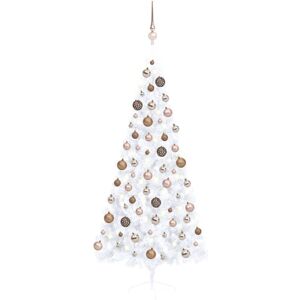 vidaXL Artificial Half Pre-lit Christmas Tree with Ball Set Xmas Tree White vidaXL Artificial Half Pre-lit Christmas Tree with Ball Set Xmas Tree White
