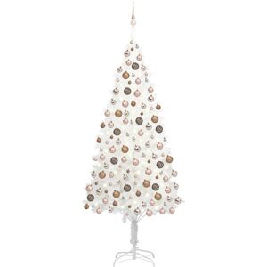 vidaXL Artificial Pre-lit Christmas Tree with Ball Set Artificial Tree White vidaXL Artificial Pre-lit Christmas Tree with Ball Set Artificial Tree White