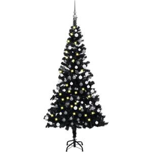 vidaXL Artificial Pre-lit Christmas Tree with Ball Set Xmas Tree Black PVC vidaXL Artificial Pre-lit Christmas Tree with Ball Set Xmas Tree Black PVC