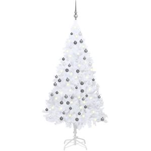 vidaXL Artificial Pre-lit Christmas Tree with Ball Set Xmas Tree White PVC vidaXL Artificial Pre-lit Christmas Tree with Ball Set Xmas Tree White PVC
