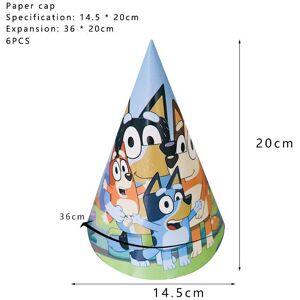 Unbranded (6pcs-Paper Caps) Bluey Theme Kids Birthday Party Supplies Decor Plate Tableclot Unbranded (6pcs-Paper Caps) Bluey Theme Kids Birthday Party Supplies Decor Plate Tableclot