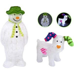 Snow Time The Snowman Snowdog Set Acrylic Figure LED Garden Outdoor Snow Time The Snowman Snowdog Set Acrylic Figure LED Garden Outdoor