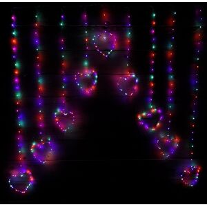 1.2m Premier Christmas Static Heart LED Silver Pin Wire V Curtain Lights in Rain 1.2m Premier Christmas Static Heart LED Silver Pin Wire V Curtain Lights in Rain