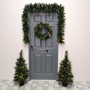 Set of 4 Premier Pre Lit Christmas Door Decoration Kit PVC/ Cashmere - 90cm Tree Set of 4 Premier Pre Lit Christmas Door Decoration Kit PVC/ Cashmere - 90cm Tree