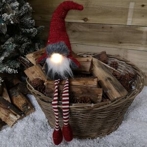 Snow Time 72cm Lit Plush Christmas Gonk with Dangly Legs & Aviator Hat in Red & Grey Snow Time 72cm Lit Plush Christmas Gonk with Dangly Legs & Aviator Hat in Red & Grey