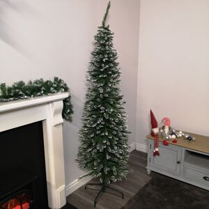 Samuel Alexander 2m (6.5ft) Slim Pencil Style Snow Tipped Green Christmas Tree Samuel Alexander 2m (6.5ft) Slim Pencil Style Snow Tipped Green Christmas Tree