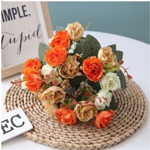 Unbranded (White Orange) 21 Heads Artificial Silk Flowers Rose Bunch Bouquet Wedding Home Unbranded (White Orange) 21 Heads Artificial Silk Flowers Rose Bunch Bouquet Wedding Home