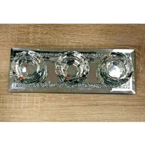 Biznest 3 Tea Light Holder – Crystal Diamond Crush Silver Mirrored Candle Holder with Re Biznest 3 Tea Light Holder – Crystal Diamond Crush Silver Mirrored Candle Holder with Re