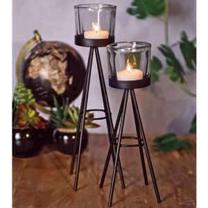 Rammento Set Of 2 Tealight Candle Sticks Black Metal Tripod Stand Candle Holder Display Rammento Set Of 2 Tealight Candle Sticks Black Metal Tripod Stand Candle Holder Display