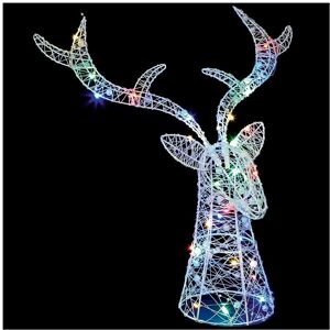 Premier 42cm Pre-Lit Metal Stags Head with 30 Multi-Coloured LEDs Premier 42cm Pre-Lit Metal Stags Head with 30 Multi-Coloured LEDs