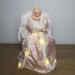 Premier 30cm Pink and Gold Angel Lit Tree Topper With Warm White LEDs Premier 30cm Pink and Gold Angel Lit Tree Topper With Warm White LEDs