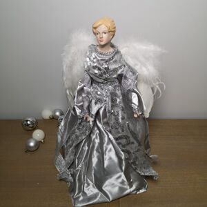45cm Premier Sequined Christmas Angel Tree Topper in Grey and Silver 45cm Premier Sequined Christmas Angel Tree Topper in Grey and Silver