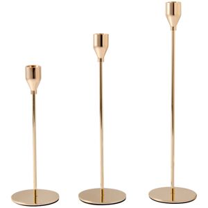Wisfor Set of 3 Taper Candle Stand Decorative Gold Tall Candlestick Wisfor Set of 3 Taper Candle Stand Decorative Gold Tall Candlestick