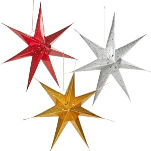 URBN Living (One of Each) 3x Large LED Paper Star Hanging Christmas Lantern URBN Living (One of Each) 3x Large LED Paper Star Hanging Christmas Lantern