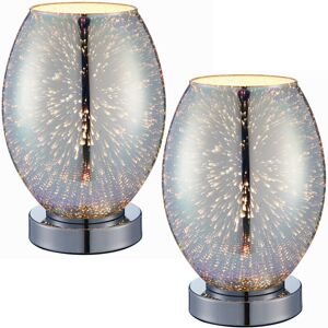 Loops 2 PACK Touch On/Off Table Lamp Holographic Glass Shade Unique Bedside Desk Light Loops 2 PACK Touch On/Off Table Lamp Holographic Glass Shade Unique Bedside Desk Light