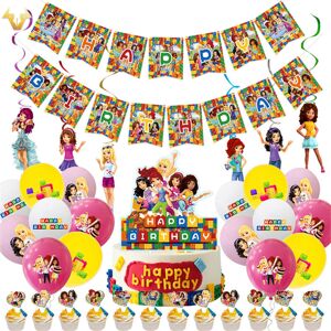 Unbranded LEGO Friends Theme - Happy Birthday Party Decoration Set, Banner Balloons Cake T Unbranded LEGO Friends Theme - Happy Birthday Party Decoration Set, Banner Balloons Cake T
