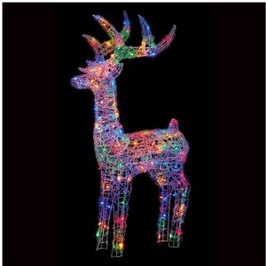 Premier 1.15M Multi Action Lit Soft Acrylic Reindeer 160 Multi Colour Led Lights Premier 1.15M Multi Action Lit Soft Acrylic Reindeer 160 Multi Colour Led Lights