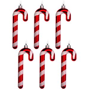 Davies Products Red White Candy Cane Christmas Tree Bauble Decorations - Set of 6, 11cm Ornament Davies Products Red White Candy Cane Christmas Tree Bauble Decorations - Set of 6, 11cm Ornament