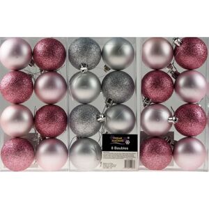 Theme Machine Baby Pink / Silver 6cm Christmas Tree Baubles Decorations (Set of 24) Theme Machine Baby Pink / Silver 6cm Christmas Tree Baubles Decorations (Set of 24)