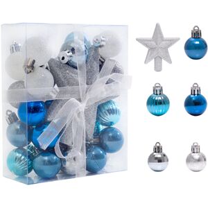 Living And Home (Blue&White&Silver) 30 Pieces Shatterproof Christmas Tree Ornament Set Xmas Baub Living And Home (Blue&White&Silver) 30 Pieces Shatterproof Christmas Tree Ornament Set Xmas Baub