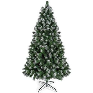 Prextex 6 Feet Premium Artificial Spruce Hinged Christmas Tree with Snow White T Prextex 6 Feet Premium Artificial Spruce Hinged Christmas Tree with Snow White T