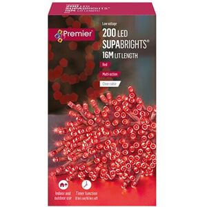 Premier 200 Red LED Supabrights String Tree Lights 16M Lit Length Clear Cable Premier 200 Red LED Supabrights String Tree Lights 16M Lit Length Clear Cable