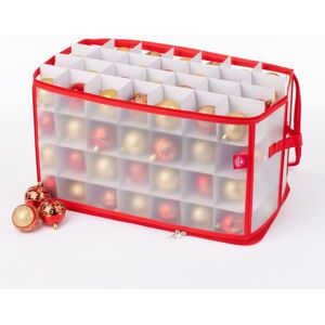 (RED) CHRISTMAS VILLAGE 112 Baubles Storage Box Christmas Xmas Tree Decoration O (RED) CHRISTMAS VILLAGE 112 Baubles Storage Box Christmas Xmas Tree Decoration O