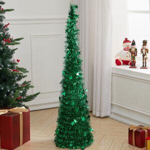 Living And Home (Green) Collapsible 1.2M Pop Up Tinsel Christmas Tree with Base Living And Home (Green) Collapsible 1.2M Pop Up Tinsel Christmas Tree with Base