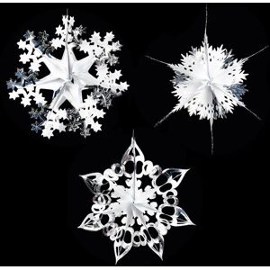 Premier 3 Foil Star Christmas Decorations Hanging Star White Silver 40cm Premier 3 Foil Star Christmas Decorations Hanging Star White Silver 40cm