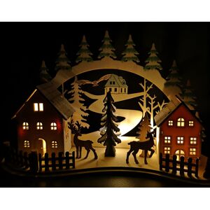 Samuel Alexander 19cm Battery Operated Light up Warm White Christmas Winter Wooden Village Scene Samuel Alexander 19cm Battery Operated Light up Warm White Christmas Winter Wooden Village Scene