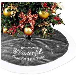 wide smile Grey Christmas Faux Fur Tree Skirt 90 cm with Round Trim Xmas Tree Skirt Base Co wide smile Grey Christmas Faux Fur Tree Skirt 90 cm with Round Trim Xmas Tree Skirt Base Co