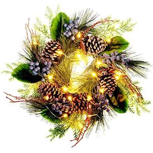 Sincere 50cm Pre-Lit Blueberry Artificial Christmas Door Wreath Decoration Sincere 50cm Pre-Lit Blueberry Artificial Christmas Door Wreath Decoration