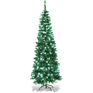 SHATCHI 7Ft/2.1M Pre Lit Artificial Green Slim Christmas Pencil Tree - Christmas Tree SHATCHI 7Ft/2.1M Pre Lit Artificial Green Slim Christmas Pencil Tree - Christmas Tree