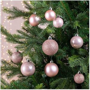 Kaemingk Shatterproof Blush Pink Baubles tube of 30 - Various sizes and designs Kaemingk Shatterproof Blush Pink Baubles tube of 30 - Various sizes and designs