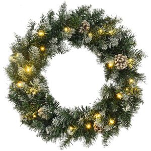vidaXL Christmas Wreath with LED Lights Green 60 cm PVC - Christmas Wreath vidaXL Christmas Wreath with LED Lights Green 60 cm PVC - Christmas Wreath