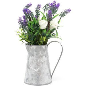 Carousel Home 38cm Artificial Flower Arrangement Ivory Rose And Lavender Flower ~ Faux Floral Carousel Home 38cm Artificial Flower Arrangement Ivory Rose And Lavender Flower ~ Faux Floral