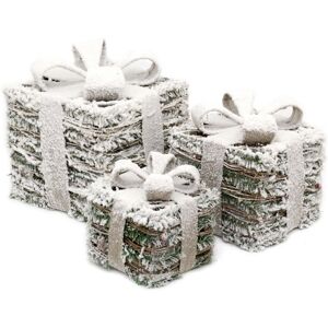 Carousel Home Set Of 3 Snow Topped LED Light Up Christmas Present Gift Boxes Gift Box Lights Carousel Home Set Of 3 Snow Topped LED Light Up Christmas Present Gift Boxes Gift Box Lights