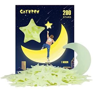 Glow in The Dark Stars Stickers for Ceiling, CAYUDEN 201pcs 3D Plastic Glowing M Glow in The Dark Stars Stickers for Ceiling, CAYUDEN 201pcs 3D Plastic Glowing M