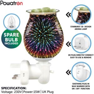 Powatron (3D Starburst) Aroma Lamp Plug-In Wax Warmer Oil Burner 3D Night Light Diffuser Powatron (3D Starburst) Aroma Lamp Plug-In Wax Warmer Oil Burner 3D Night Light Diffuser