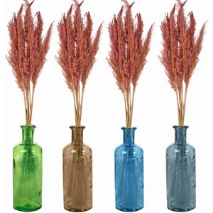 URBN Living (Blue, Pink) 20cm Recycled Glass Vase + Wild Pampas Reed Stems URBN Living (Blue, Pink) 20cm Recycled Glass Vase + Wild Pampas Reed Stems